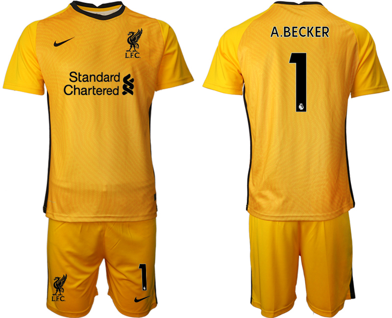 2021 Men Liverpool yellow goalkeeper 1 soccer jerseys